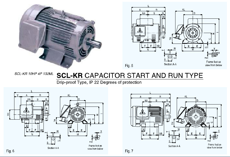 ขนาดมอเตอร์ไฟฟ้า MITSUBISHI รุ่น SCL-KR-pic3