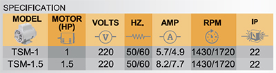 สเปคมอเตอร์ 220V SplitPhase Start-tsm-1-spec