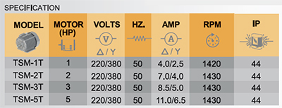 มอเตอร์ 3 Phase 220 / 380 V. IP44 -spec